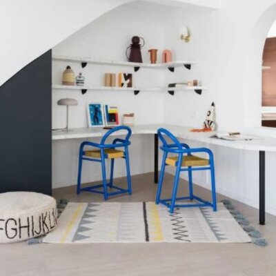 Azteca Natural-Vintage Blue  - 140 x 200 cm