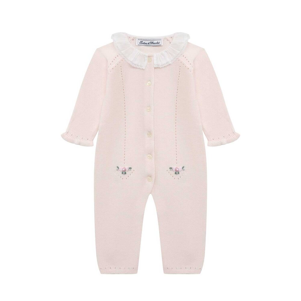 Babypakje roze met kraagje roze