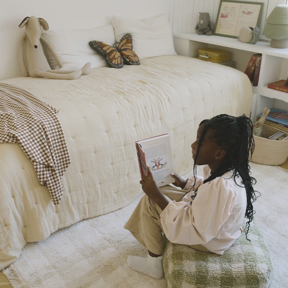 Wasbaar tapijt Vichy Ivory 150 x 180 + fringes Wasbaar tapijt Vichy Ivory 150 x 180 + fringes