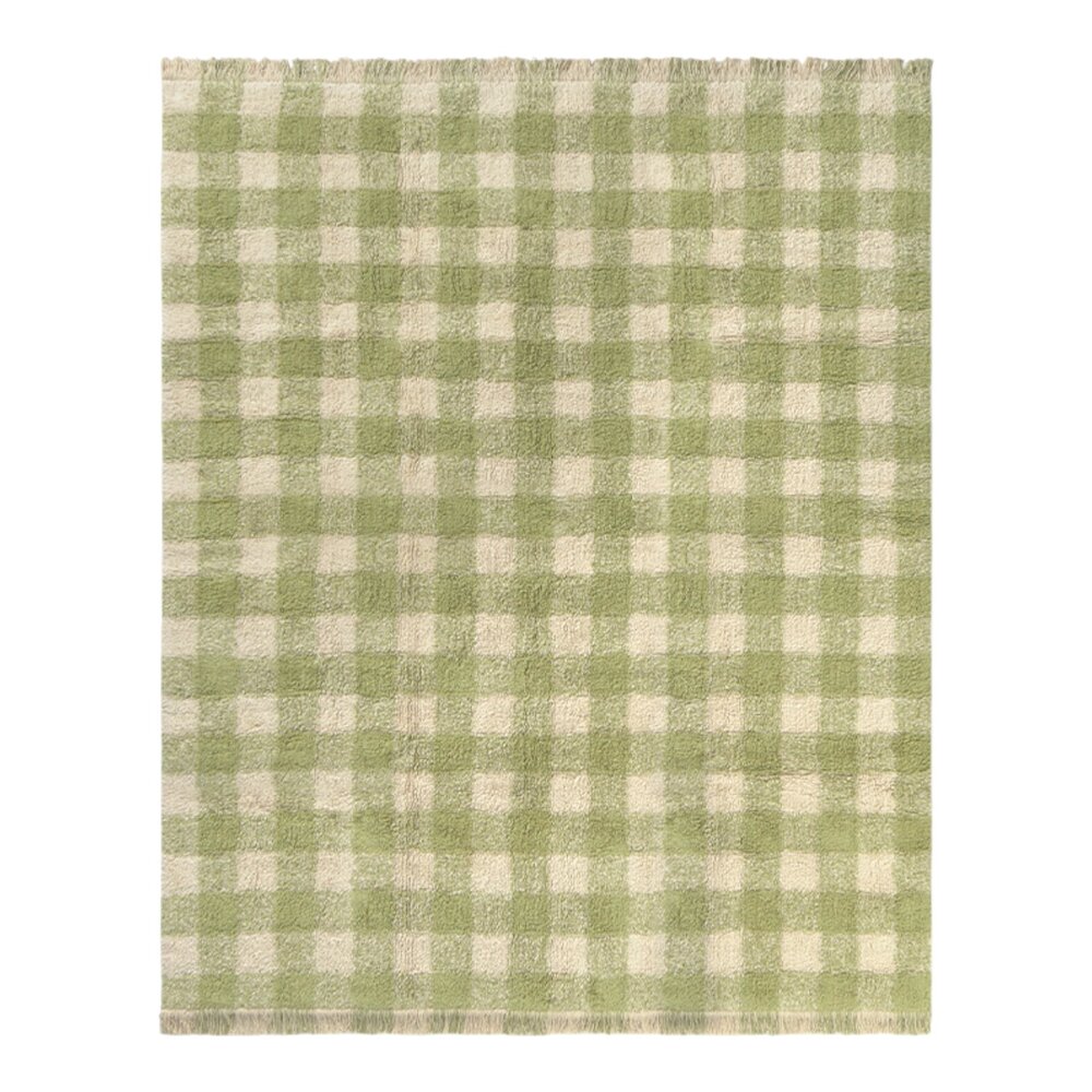 Wasbaar tapijt Vichy Matcha 150 x 180 + fringes - Wasbaar tapijt Vichy Matcha 150 x 180 + fringes -