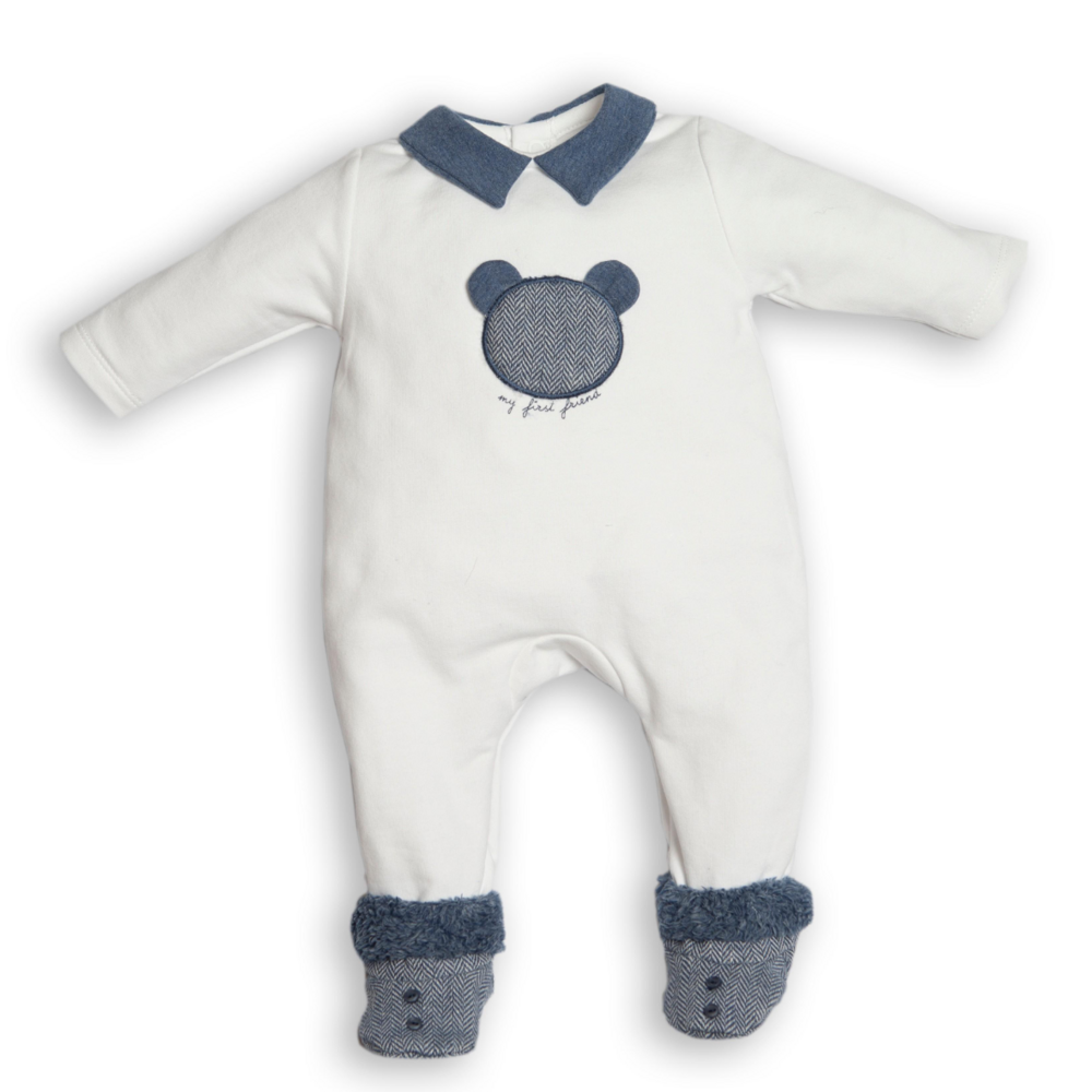 Babypakje teddy vooraan White / denim