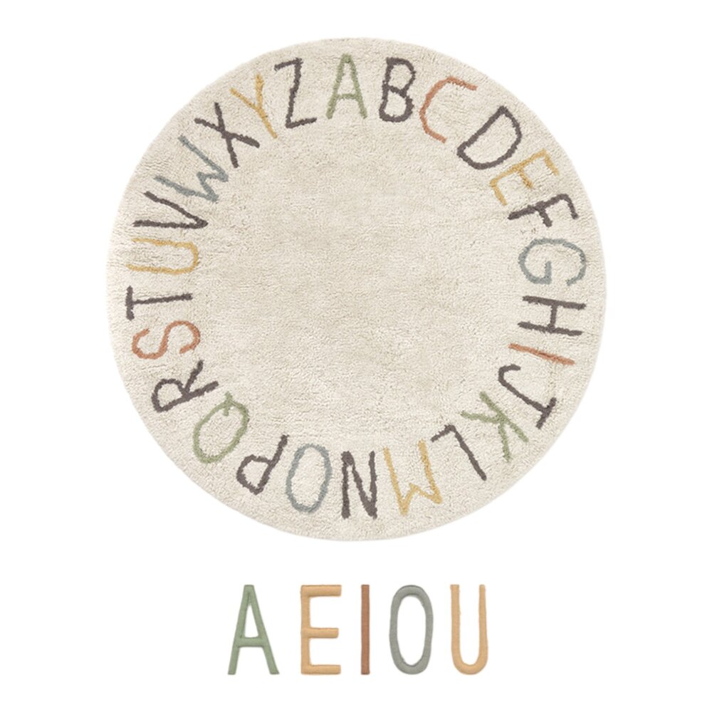 Wasbaar Play tapijt ABC color and letters Ø 120 cm Wasbaar Play tapijt ABC color and letters Ø 120 cm
