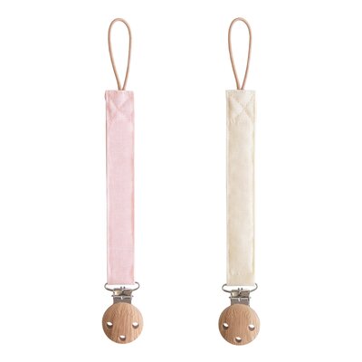 Fopspeenketting Clip Linnen - 2 PACK Blush/cream Fopspeenketting Clip Linnen - 2 PACK Blush/cream