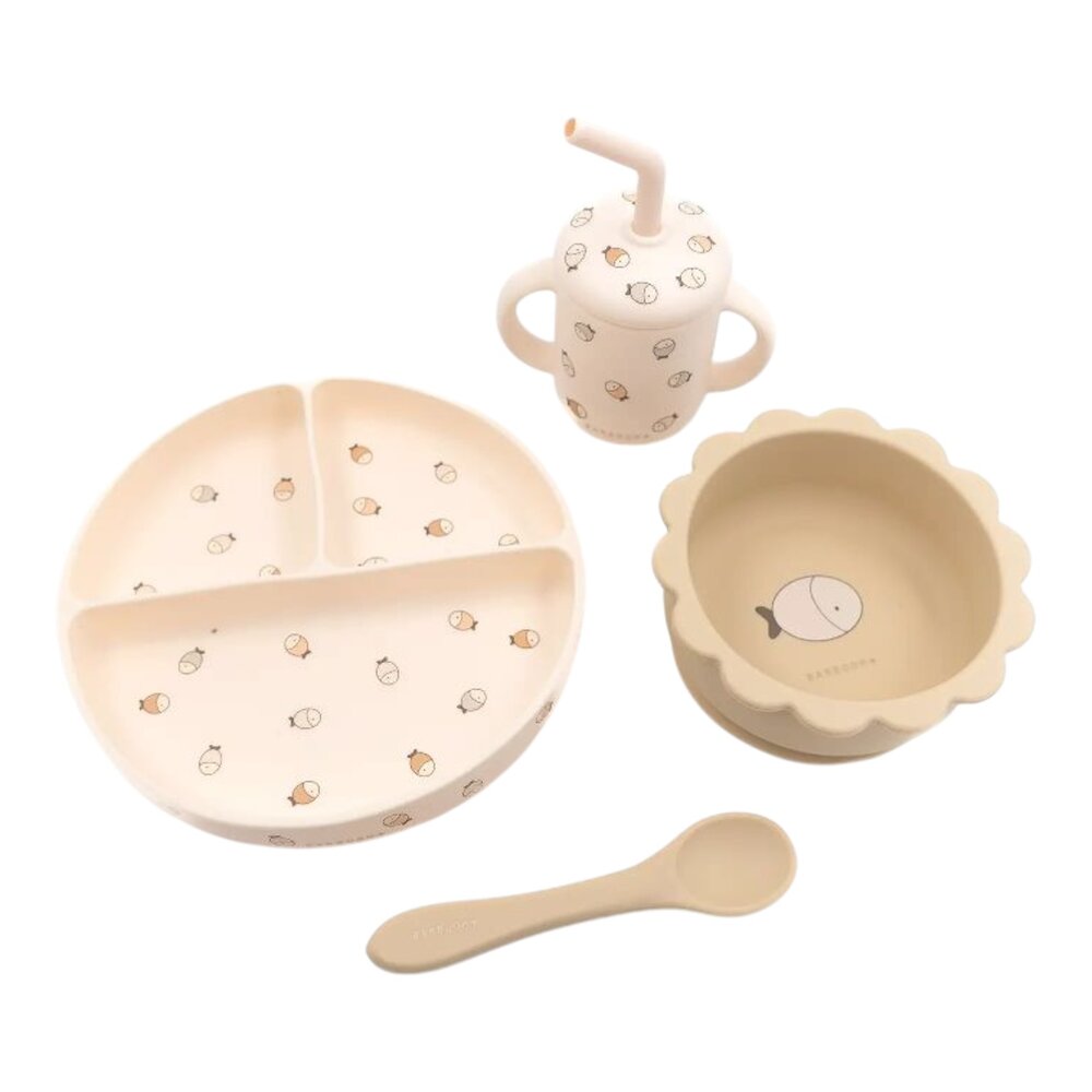 Siliconen serviesset met prints Fishes Siliconen serviesset met prints Fishes