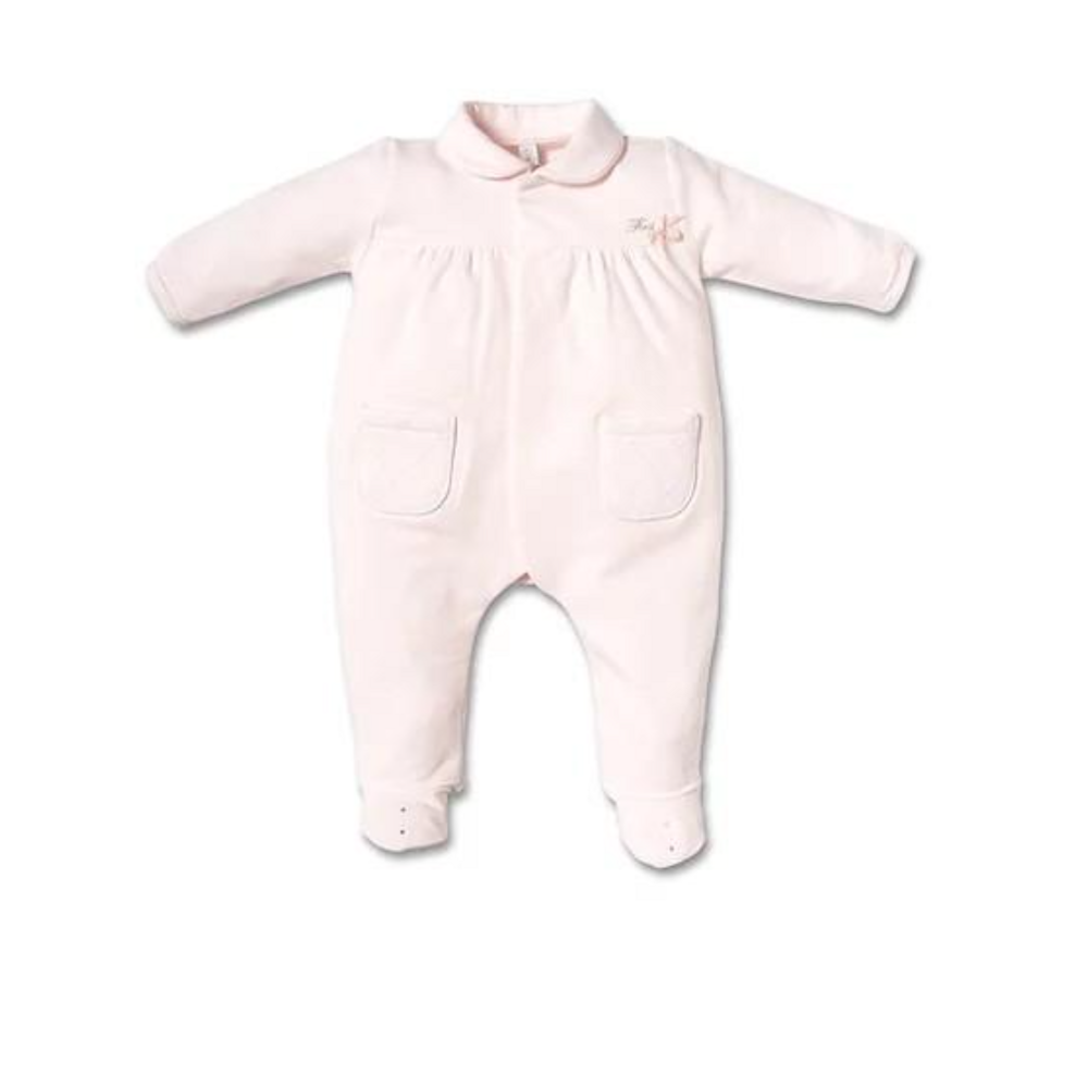 Babypakje teddy achterkant met swarovski steentjes Blush pink
