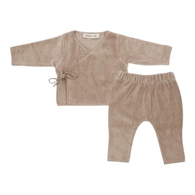 Set 2-delig rib Taupe