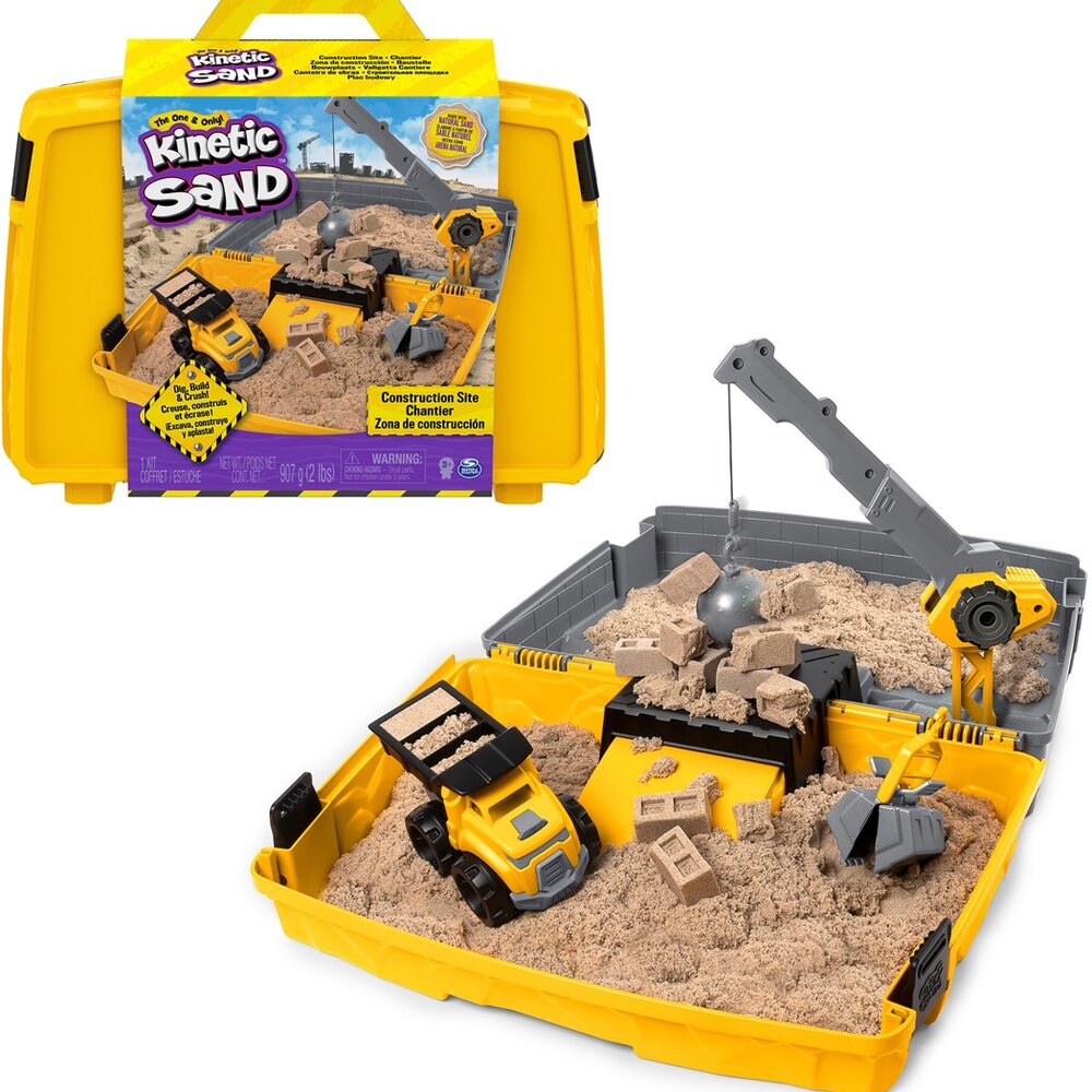 Kinetic Sand - Bouwplaats-Speelset met Kiepwagen Kraan met Sloopkogel Emmer en 907 gram Speelzand Kinetic Sand - Bouwplaats-Speelset met Kiepwagen Kraan met Sloopkogel Emmer en 907 gram Speelzand