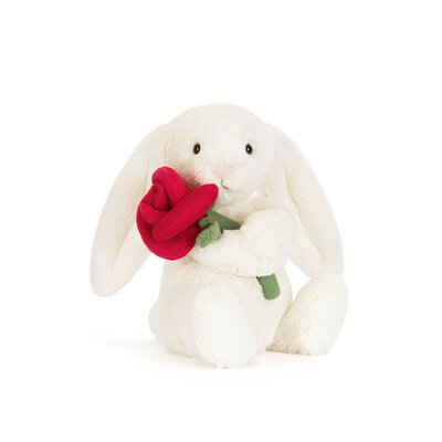 Knuffel Cream Bunny with Rose Knuffel Cream Bunny with Rose