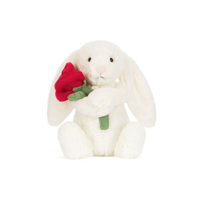 Knuffel Cream Bunny with Rose Knuffel Cream Bunny with Rose