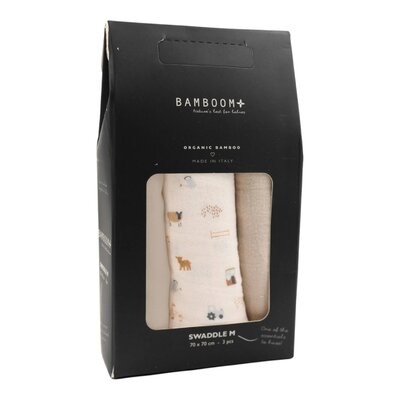 Swaddle Muslin Medium multifunctioneel - 75x75cm - set van 3 The Farm / Light Sand / Almond