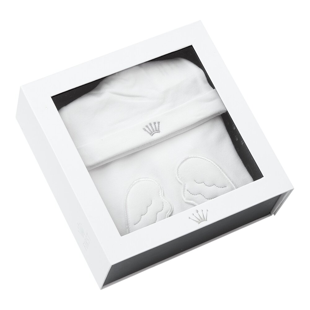 Geschenkset Babypakje/Muts ANGEL White