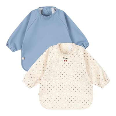 Slab met mouwen 2-pack 6-12M Navy dot /Rain washed