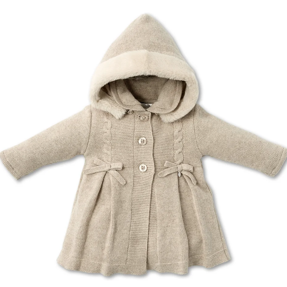 Lange jas gebreid Beige