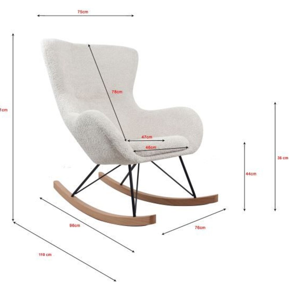 Rocky schommelstoel maxi beige bouclé