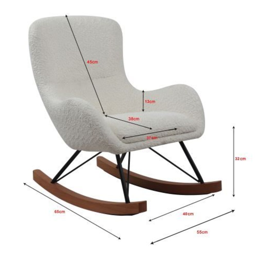Rocky schommelstoel mini beige bouclé