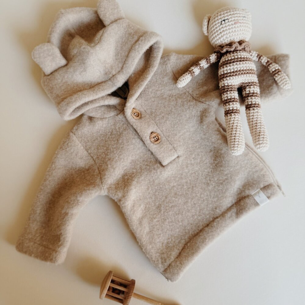 Babyjasje met zijritsen - Easy Zip - Novy wol Beige