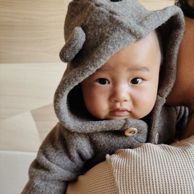 Babyjasje met zijritsen - Easy Zip - Novy wol Dark brown