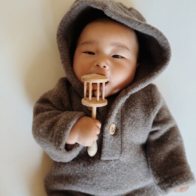 Babyjasje met zijritsen - Easy Zip - Novy wol Dark brown