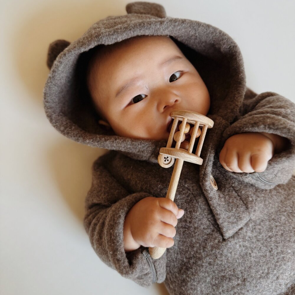 Babyjasje met zijritsen - Easy Zip - Novy wol Dark brown