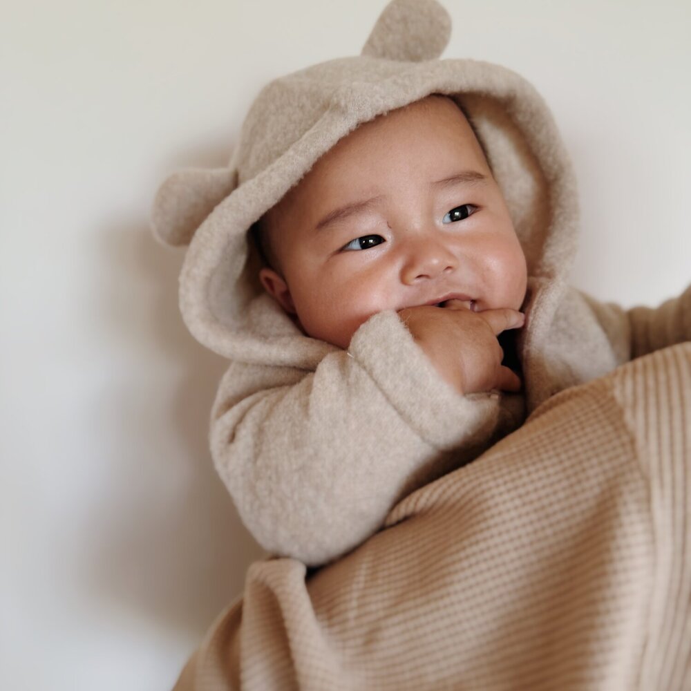 Babyjasje met zijritsen - Easy Zip - Novy wol Beige