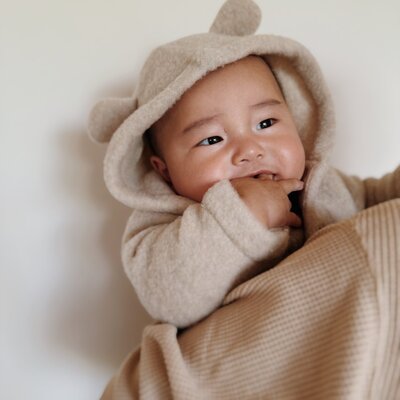 Babyjasje met zijritsen - Easy Zip - Novy wol Beige