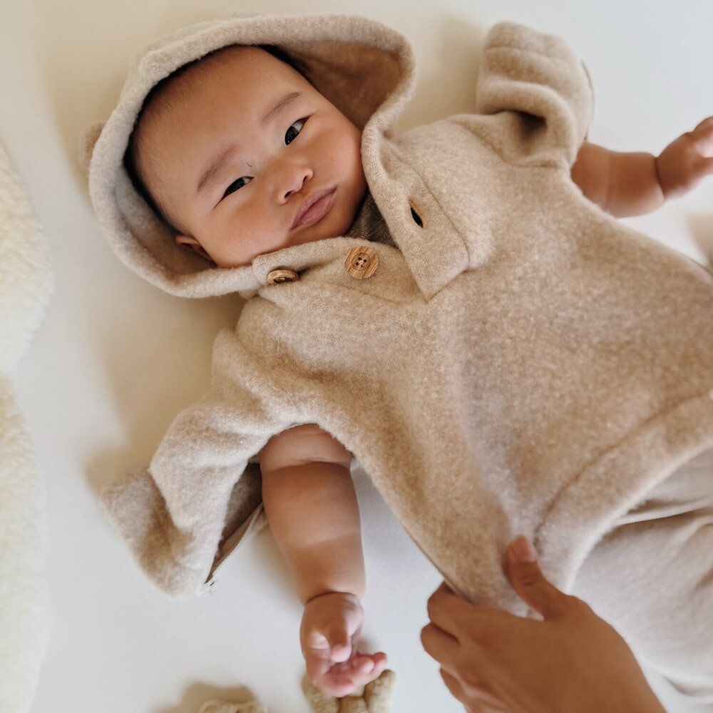 Babyjasje met zijritsen - Easy Zip - Novy wol Beige