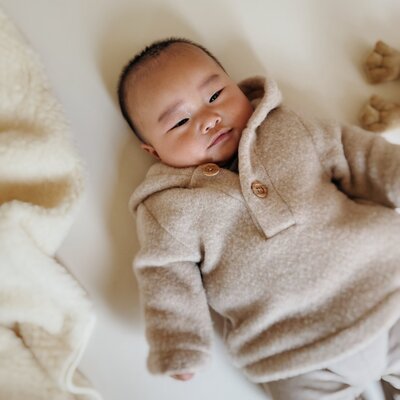 Babyjasje met zijritsen - Easy Zip - Novy wol Beige