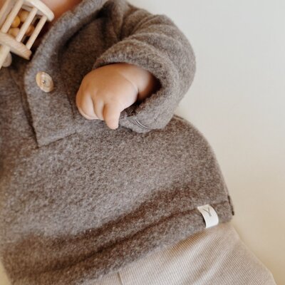 Babyjasje met zijritsen - Easy Zip - Novy wol Dark brown