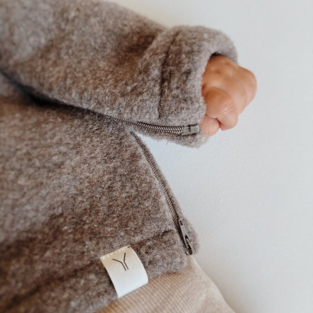 Babyjasje met zijritsen - Easy Zip - Novy wol Dark brown