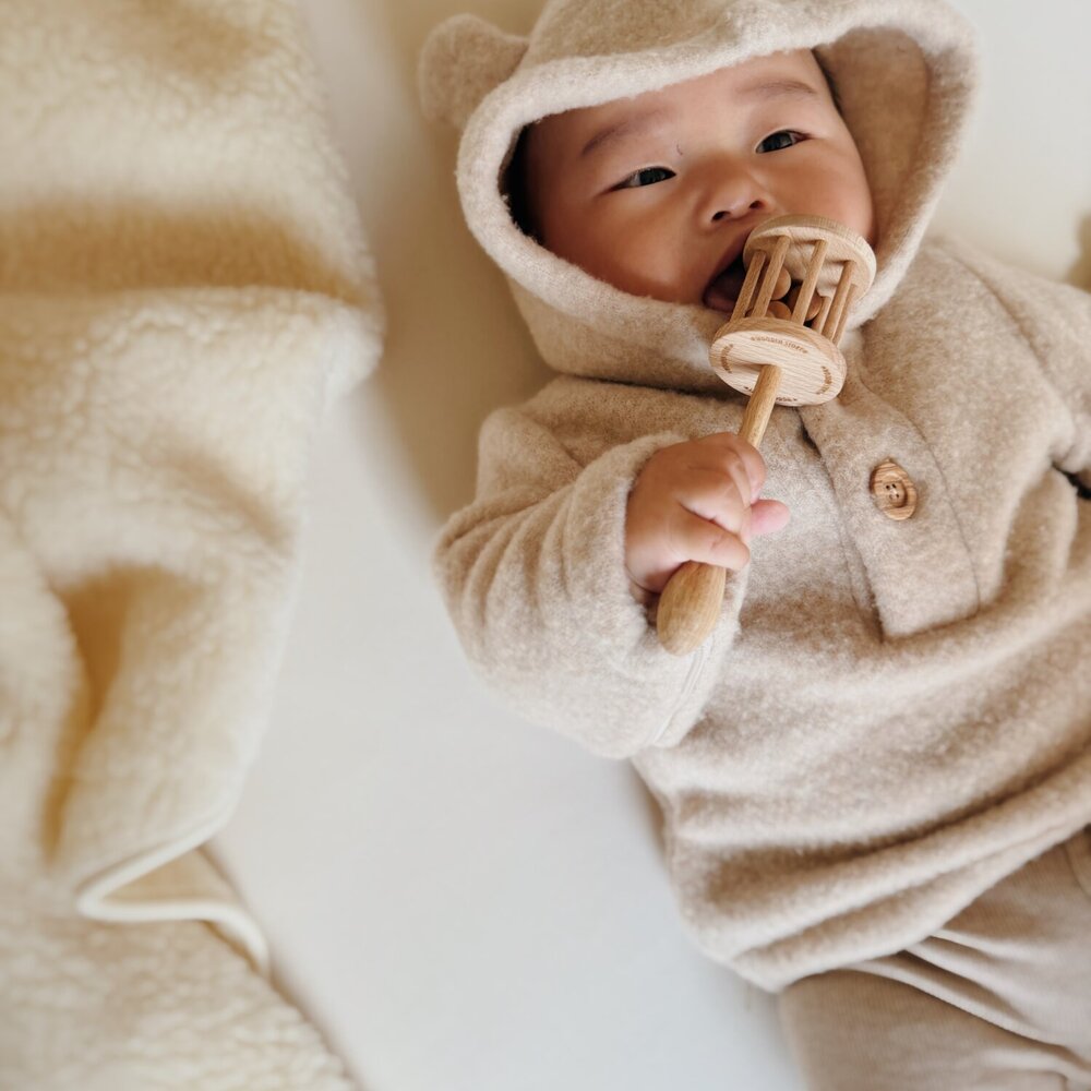 Babyjasje met zijritsen - Easy Zip - Novy wol Beige