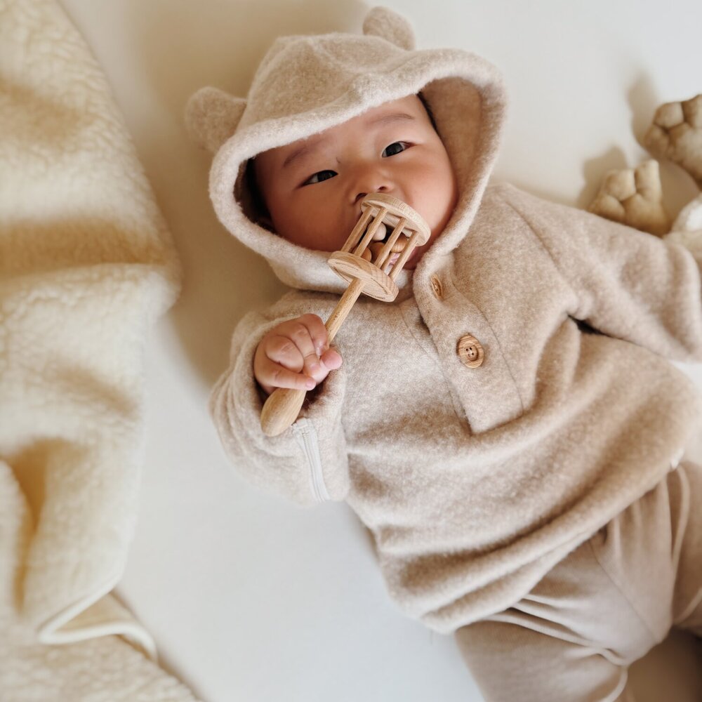 Babyjasje met zijritsen - Easy Zip - Novy wol Beige