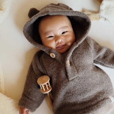 Babyjasje met zijritsen - Easy Zip - Novy wol Dark brown