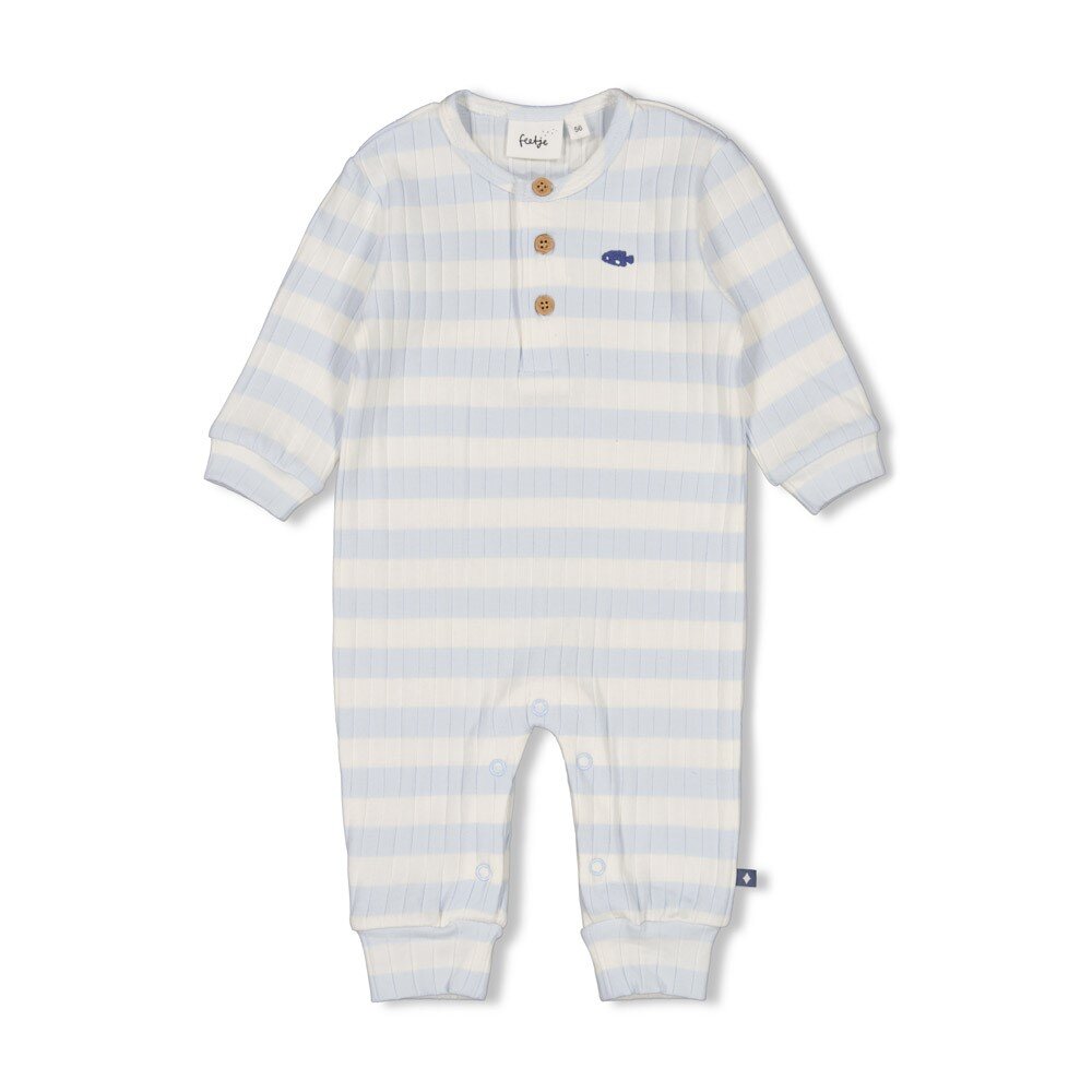 Babypakje rib met streep - Blue Ocean Blauw Babypakje rib met streep - Blue Ocean Blauw