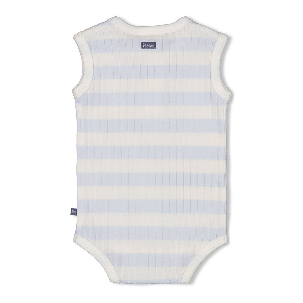 Romper rib met streep k/m - Blue Ocean Blauw
