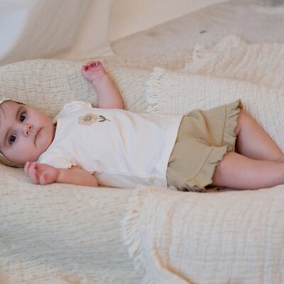 Short crinkle ruches AOP - Let Your Dreams Blossom Groen Short crinkle ruches AOP - Let Your Dreams Blossom Groen