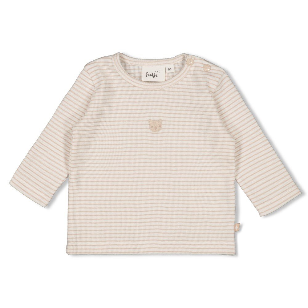Longsleeve rib met streep - Honey Bear Zand