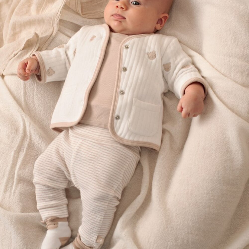 Omkeerbaar jasje AO embroidery - Honey Bear Offwhite Omkeerbaar jasje AO embroidery - Honey Bear Offwhite