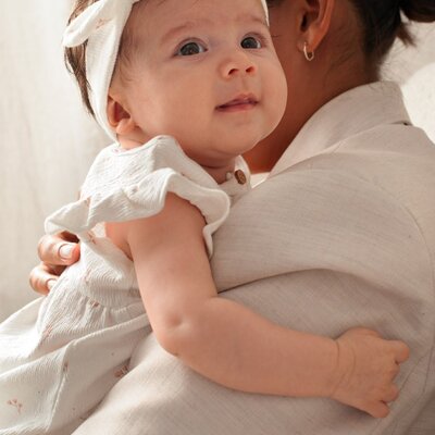 Haarband crinkle AOP - Delicate Flower Offwhite