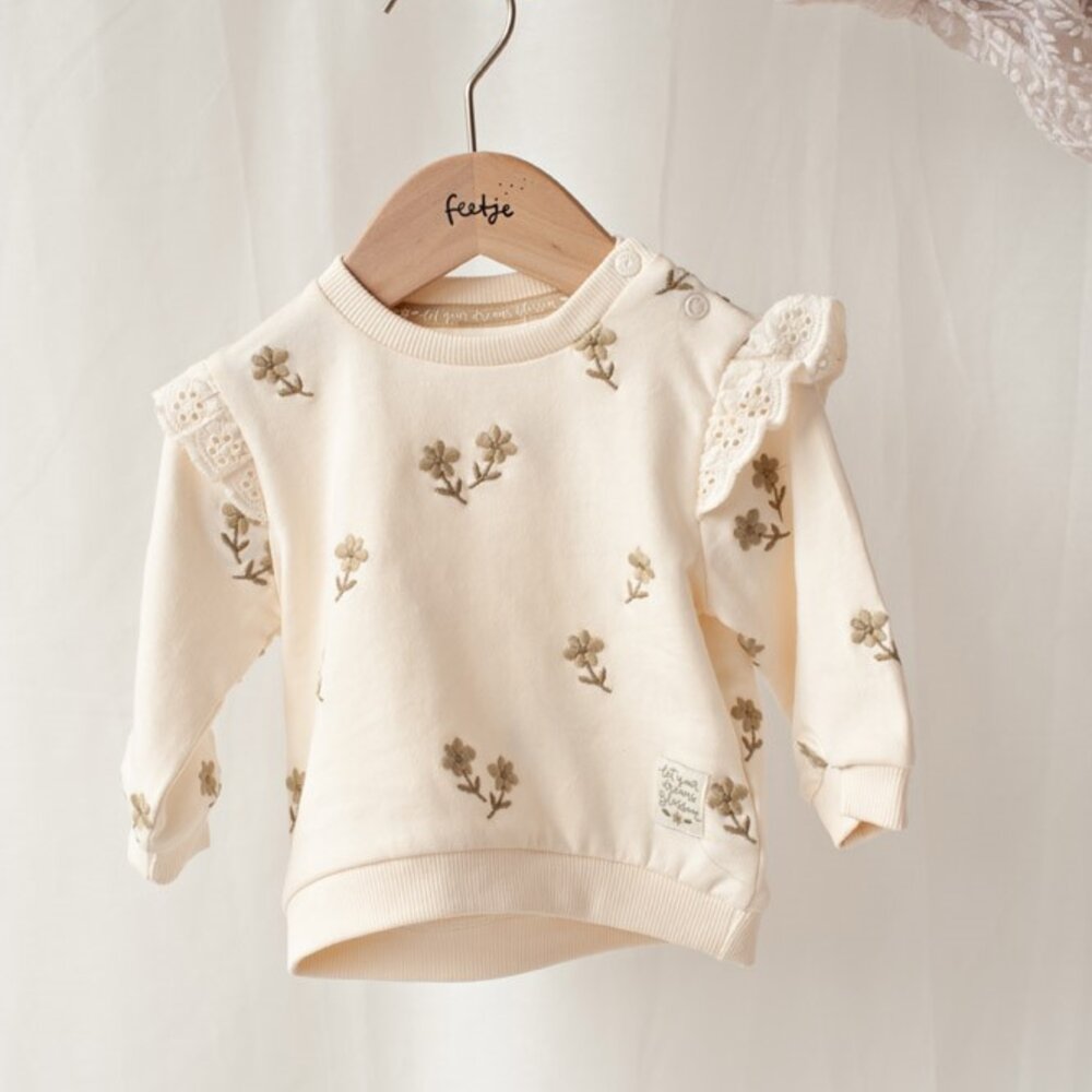 Sweater AO embroidery relaxed fit - Let Your Dream Offwhite