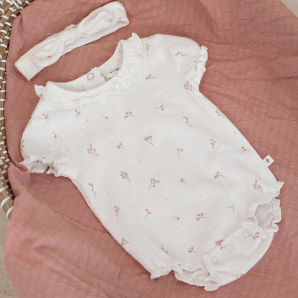 Romper crinkle AOP k/m - Delicate Flower Offwhite