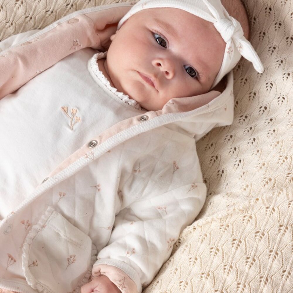 Omkeerbaar jasje met capuchon AOP - Delicate Flowe Offwhite