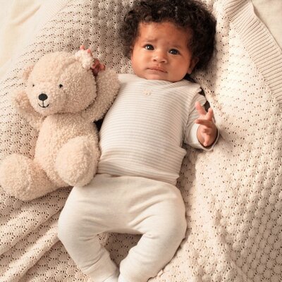 Longsleeve rib met streep - Honey Bear Zand