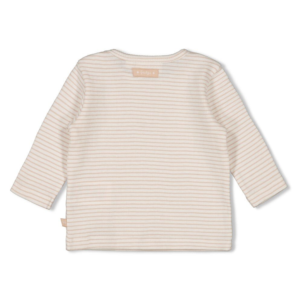 Longsleeve rib met streep - Honey Bear Zand