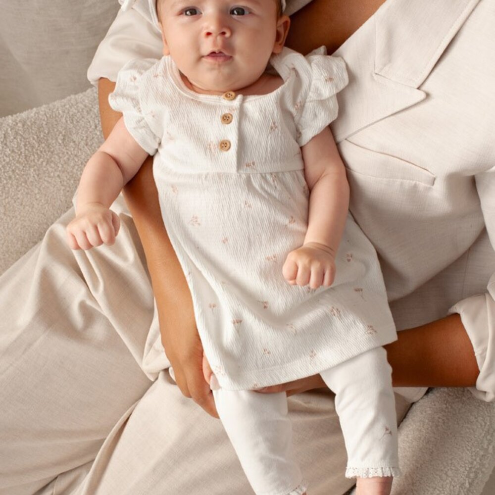 Haarband crinkle AOP - Delicate Flower Offwhite