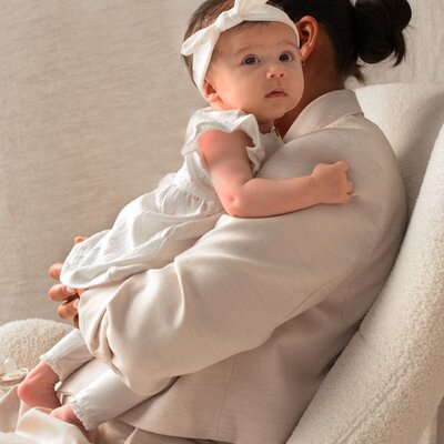 Haarband crinkle AOP - Delicate Flower Offwhite