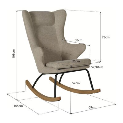 Rocking adult chair de luxe Sand grey