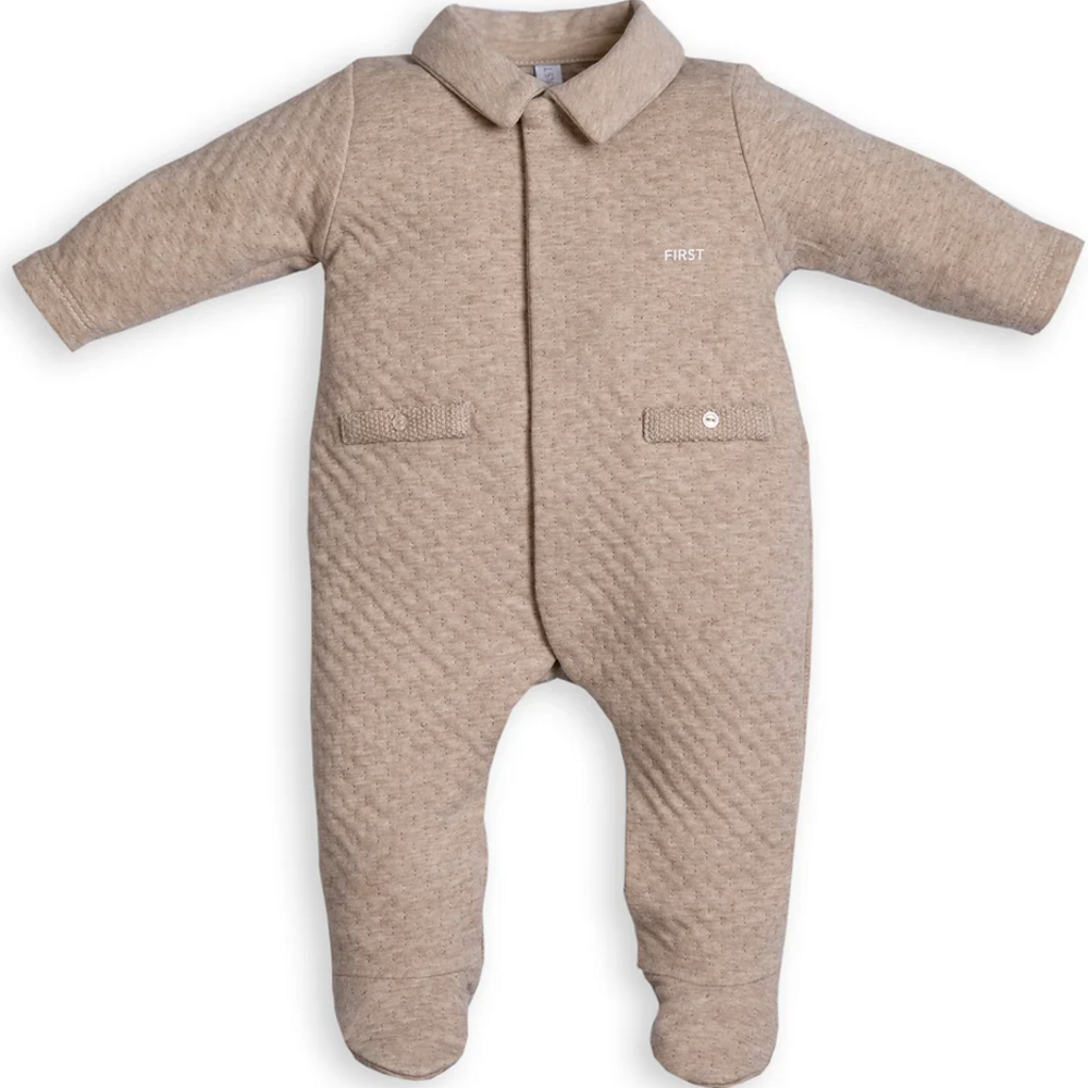 Babypakje met teddy in bont achteraan Beige