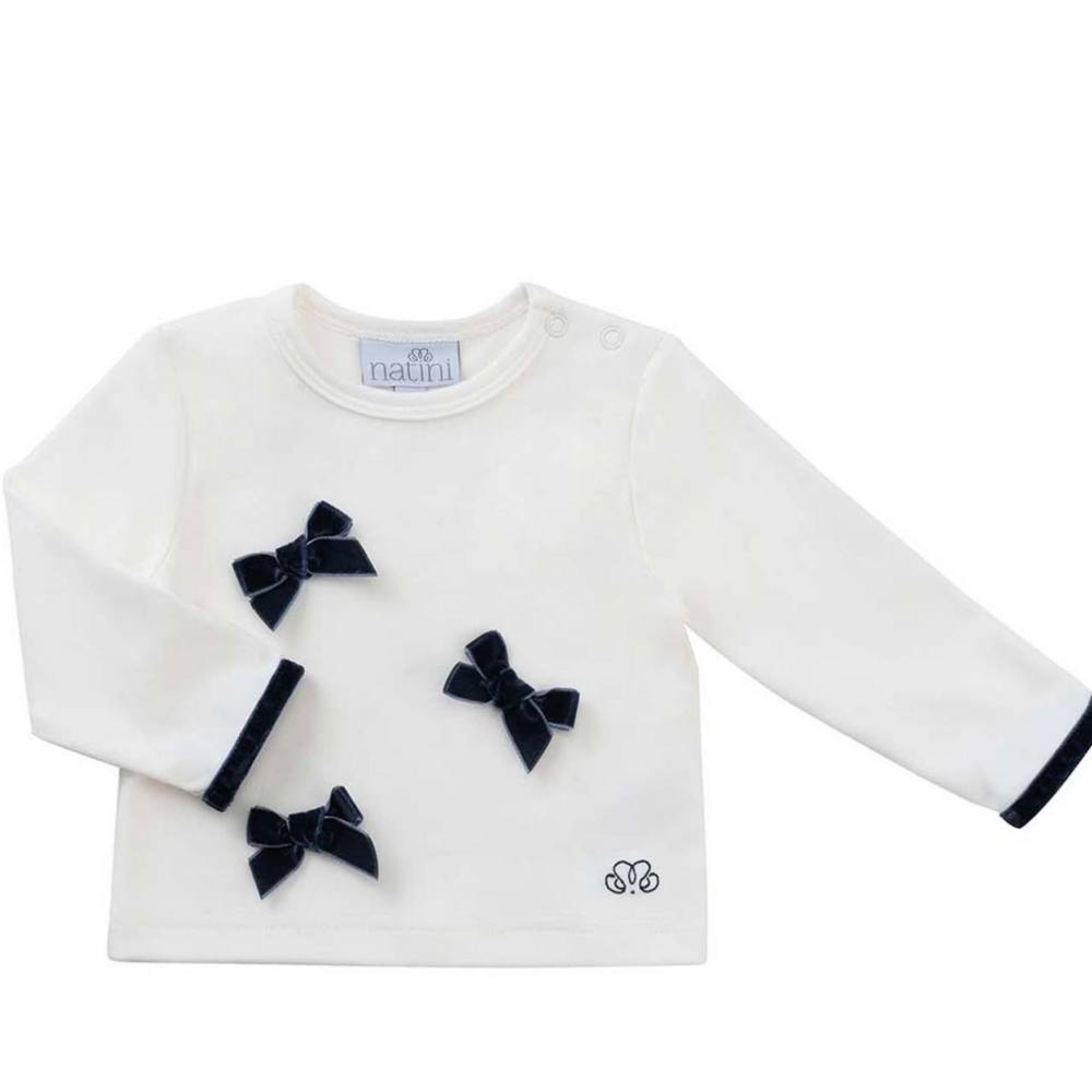T-shirt Sylvie bow offwhite Wit