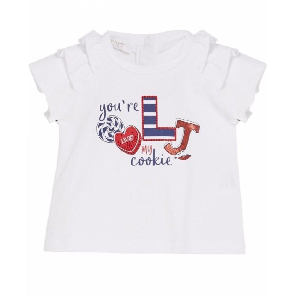 T-shirt jersey co/ea smile cookie Wit
