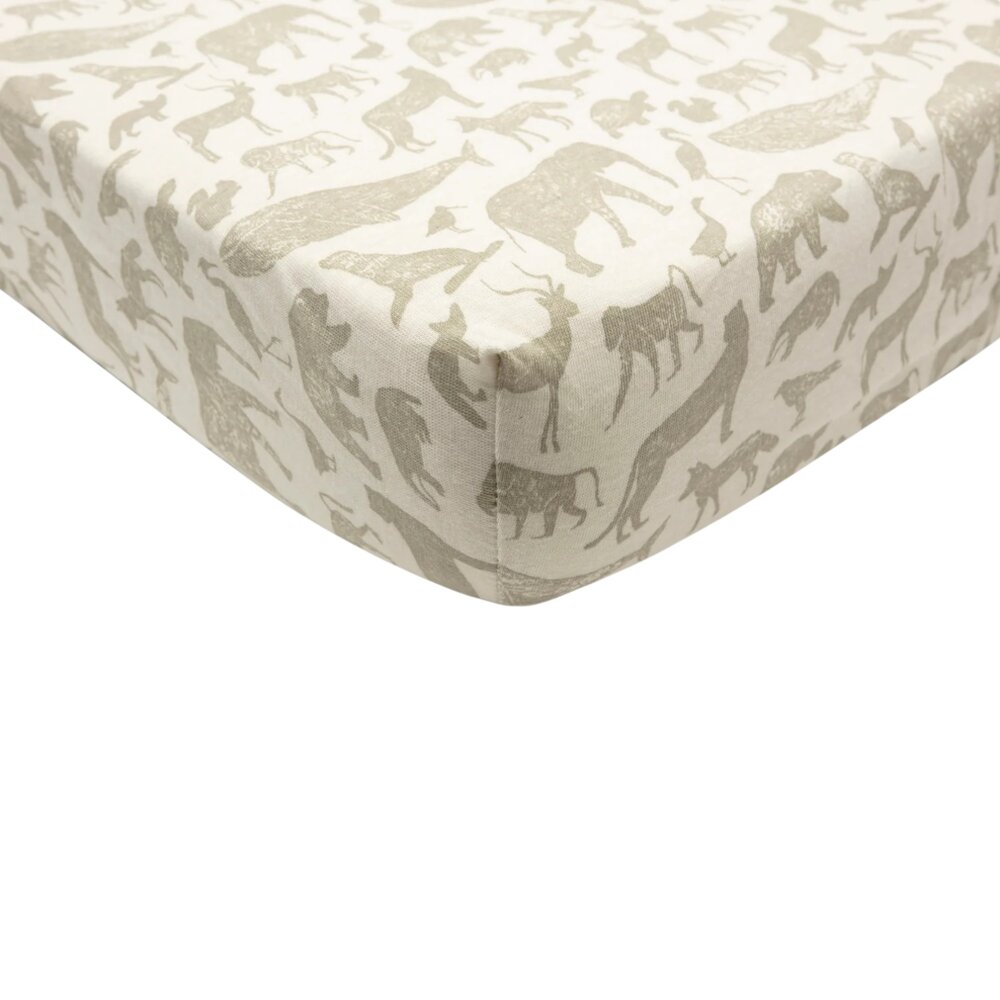 Hoeslaken Jersey 60x120cm Animals Olive green Hoeslaken Jersey 60x120cm Animals Olive green